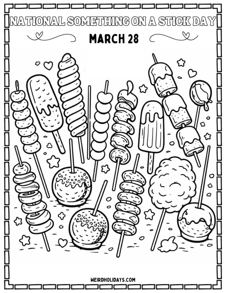 National Something on a Stick Day Coloring Page