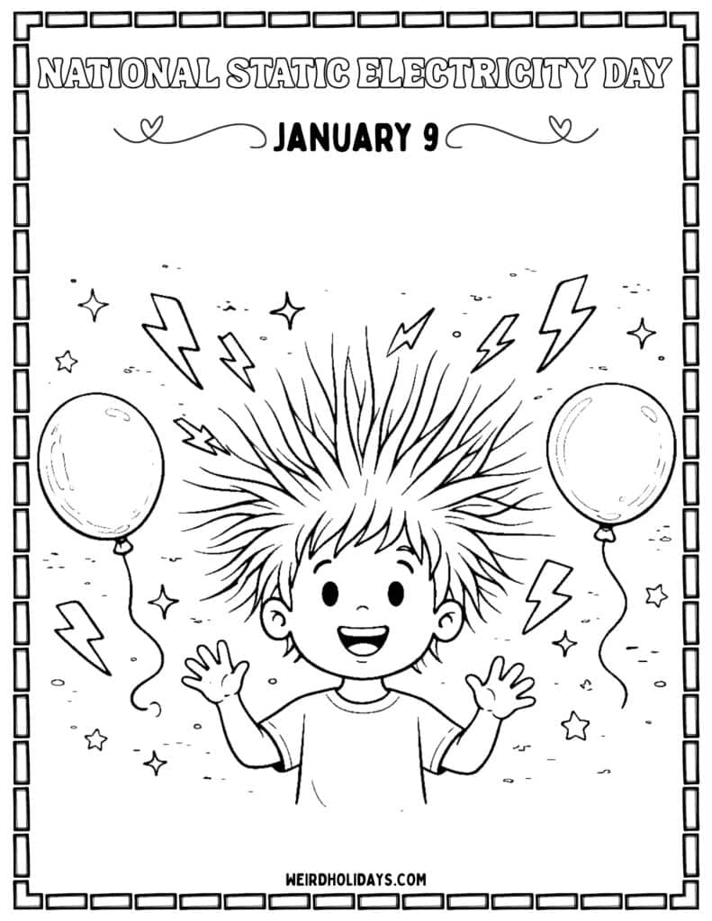 National Static Electric Day Coloring Page