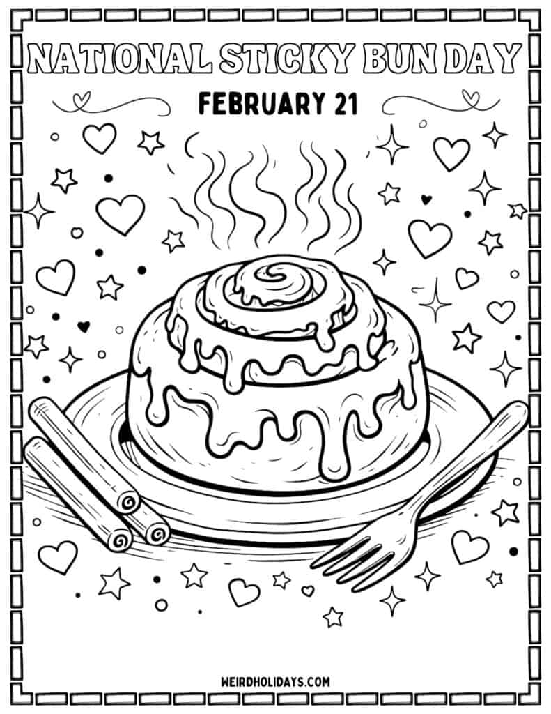 National Sticky Bun Day Coloring Page