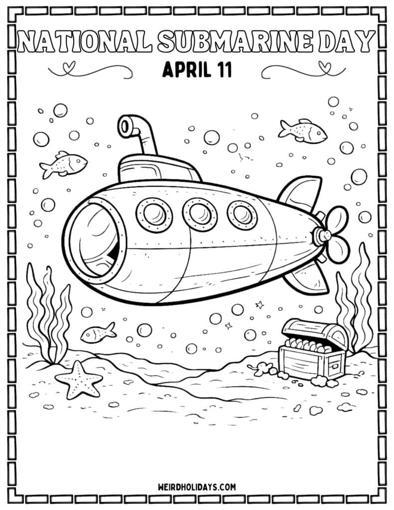 National Submarine Day Coloring Page