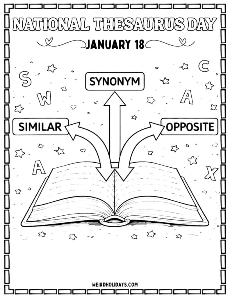 National Thesaurus Day Coloring Page