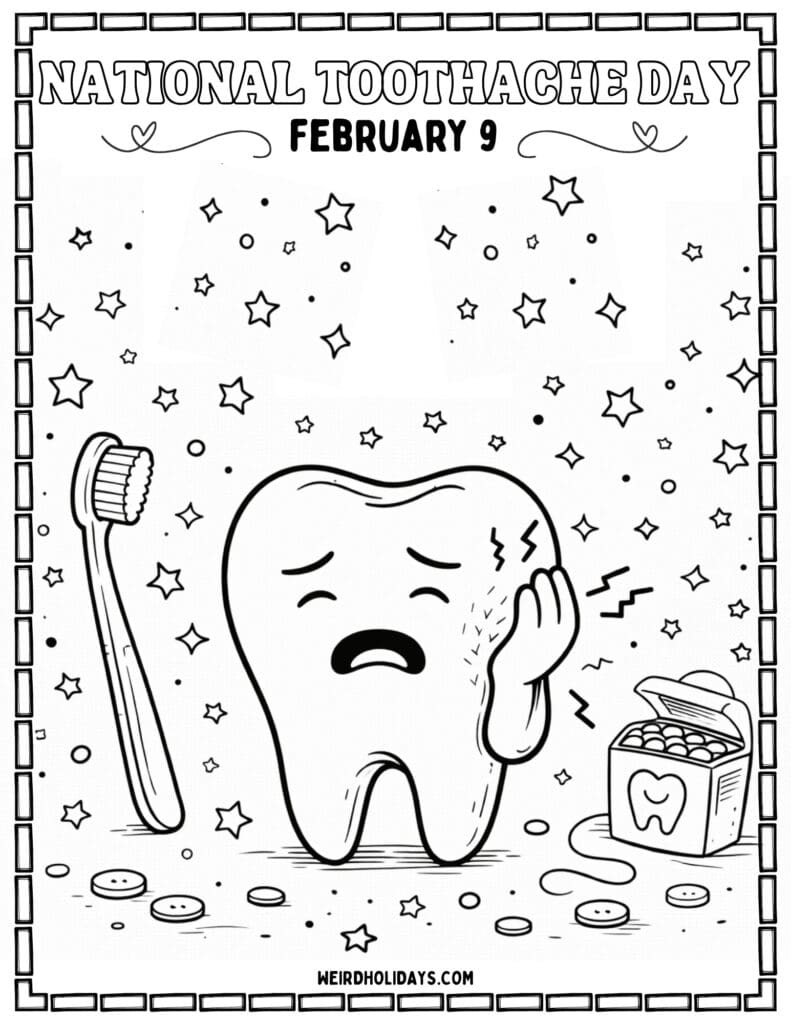 National Toothache Day Coloring Page