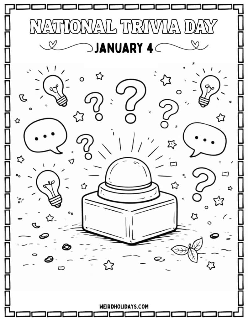 National Trivia Day Coloring Page