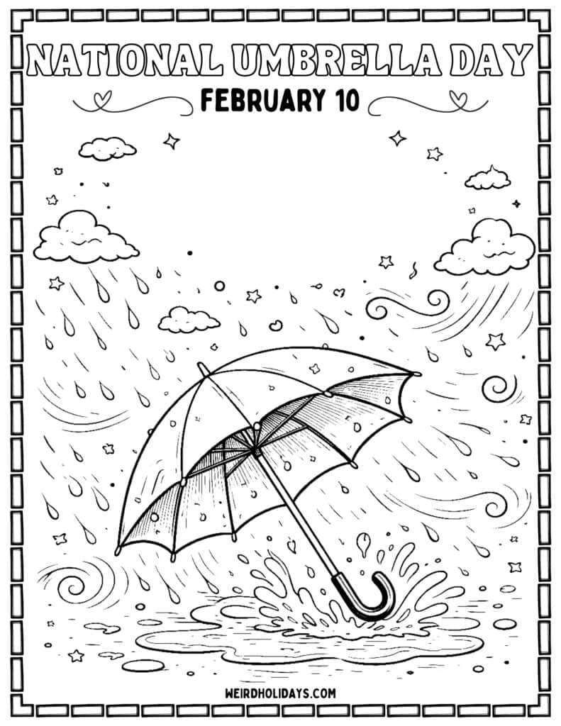 National Umbrella Day Coloring Page