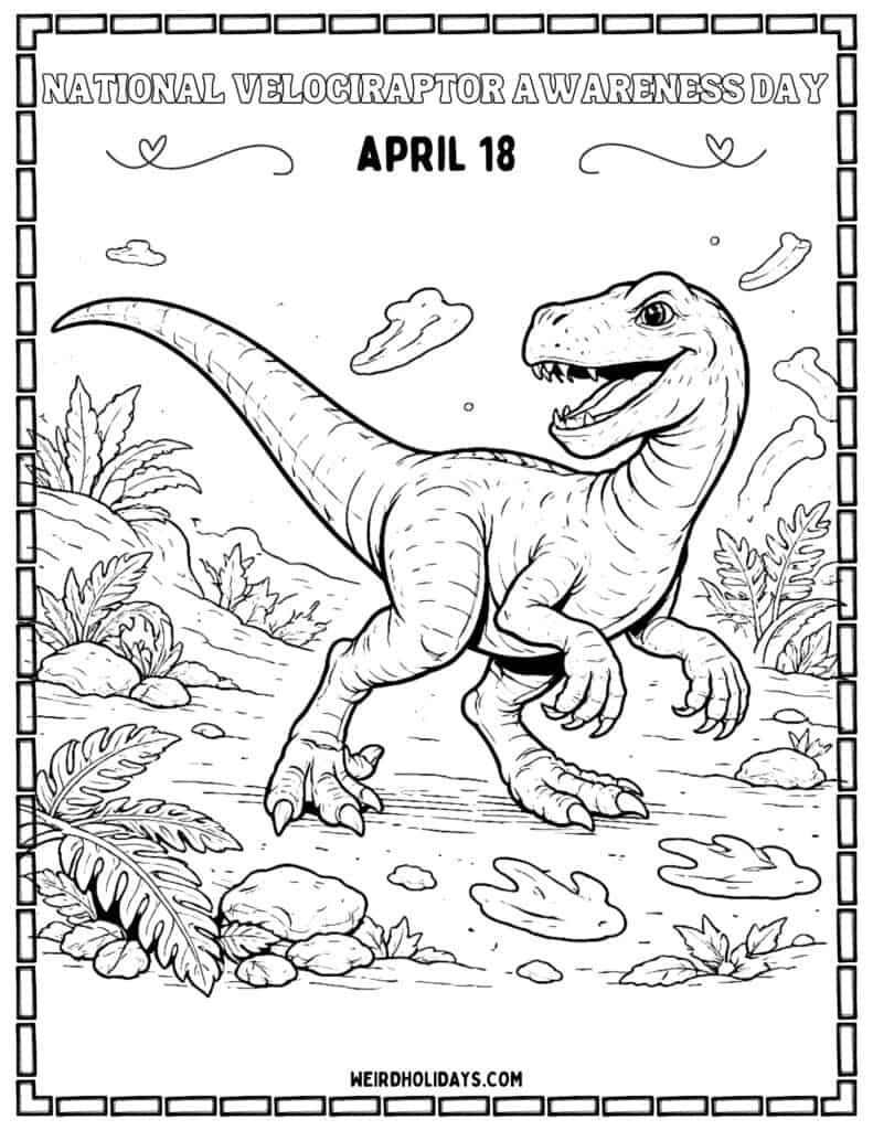 National Velociraptor Awareness Day Coloring Page