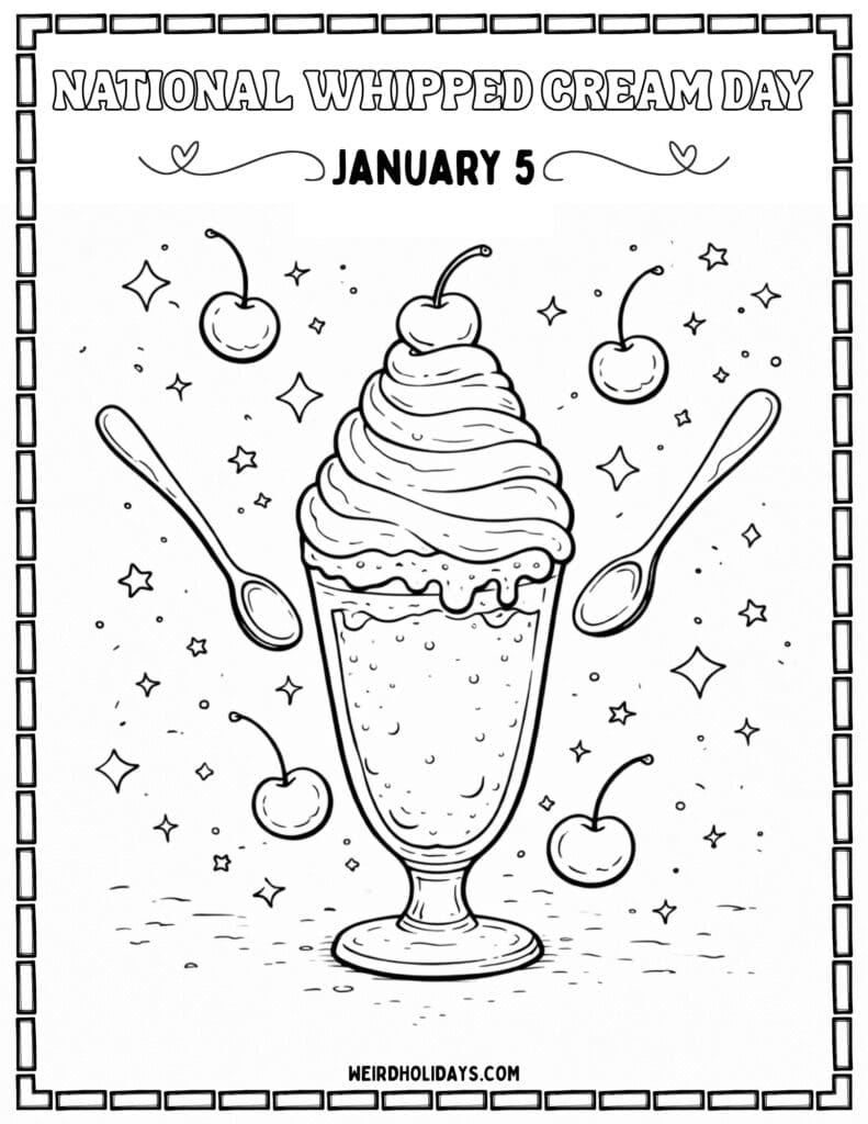 National Whipped Cream Day Coloring Page
