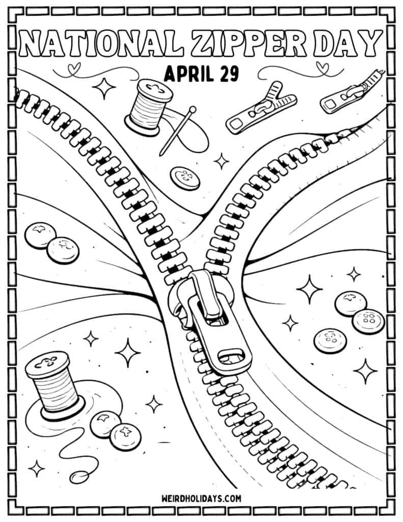 National Zipper Day Coloring Page