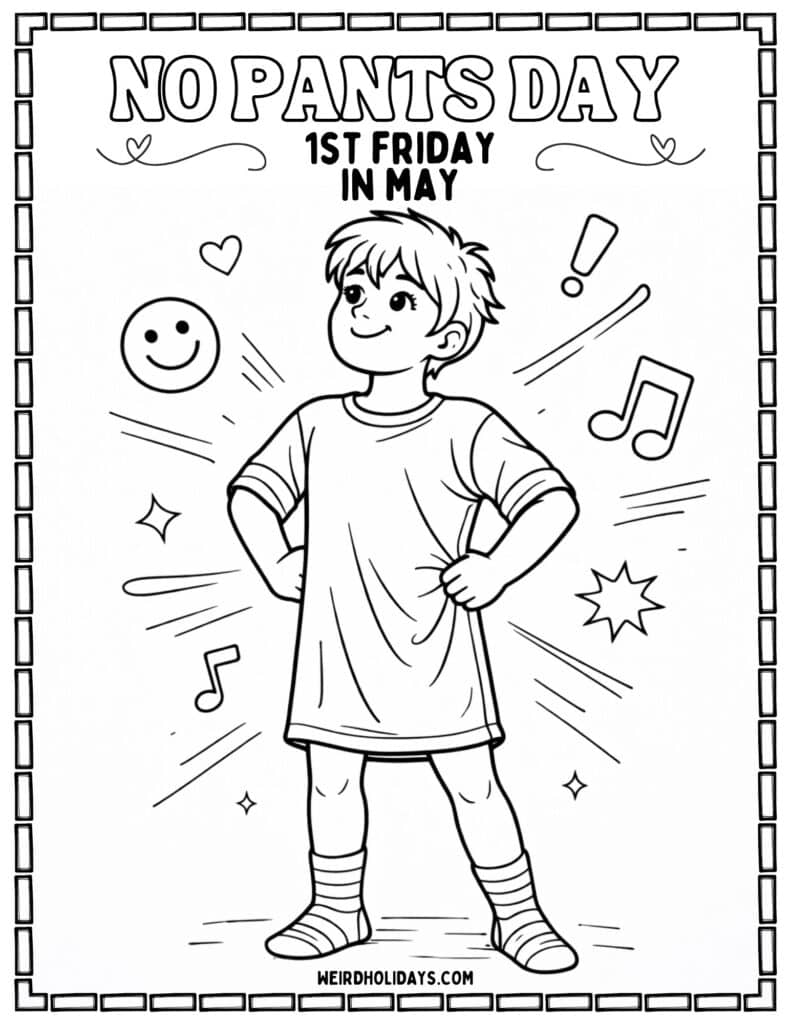 No Pants Day Coloring Page