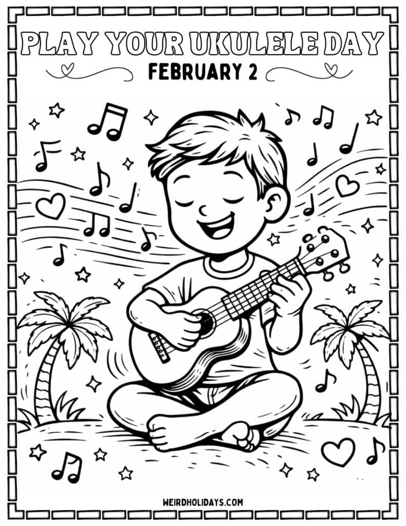 Play Your Ukulele Day Coloring Page