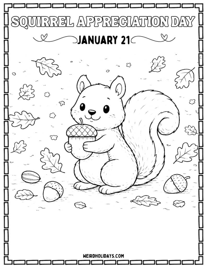 Squirrel Appreciation Day Coloring Page