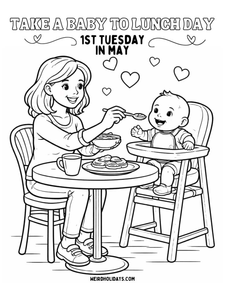Take a Baby to Lunch Day Coloring Page