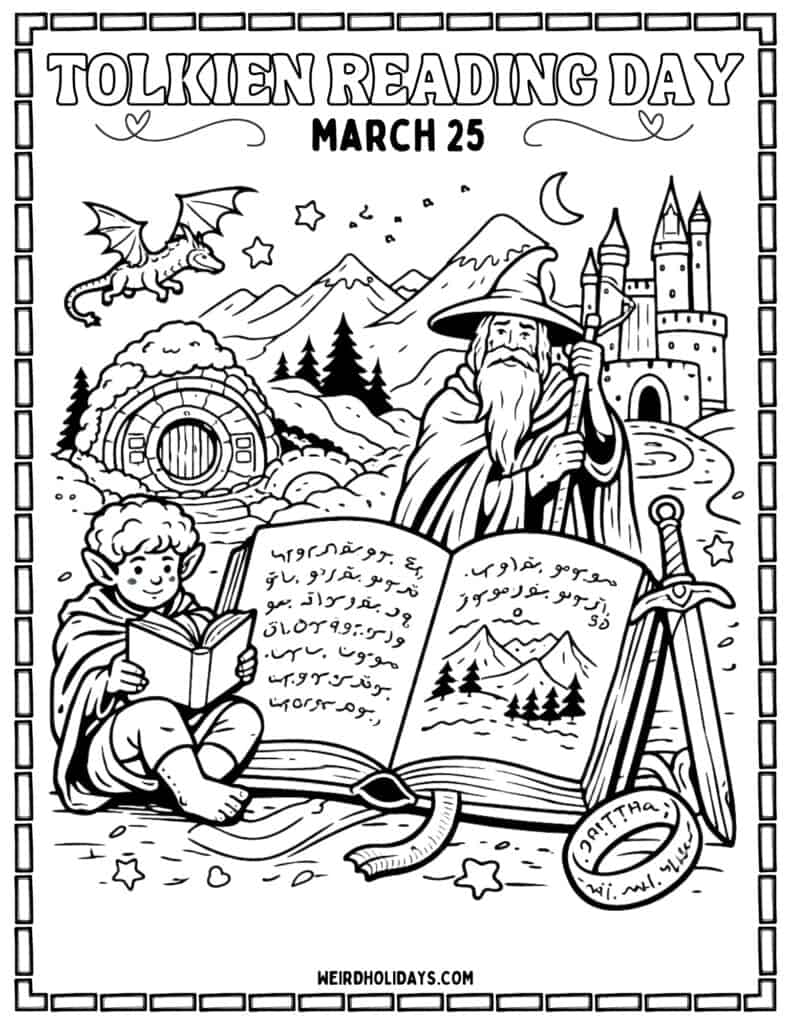 Tolkien Reading Day Coloring Page