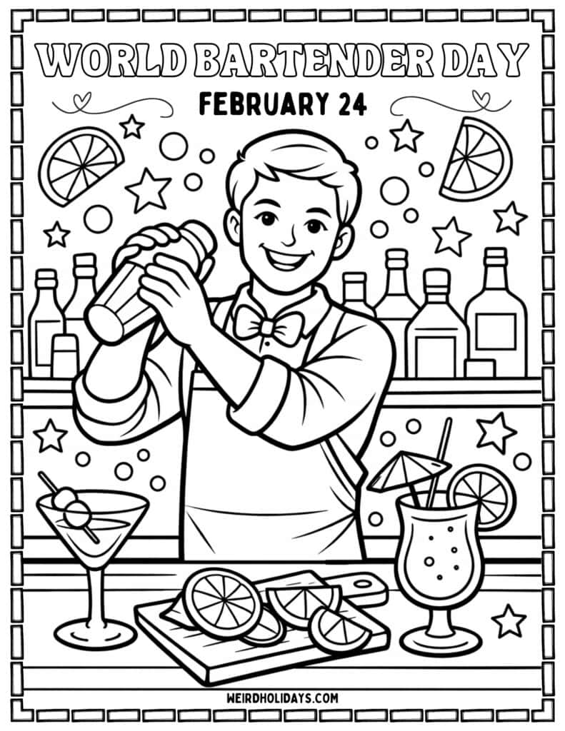 World Bartender Day Coloring Page