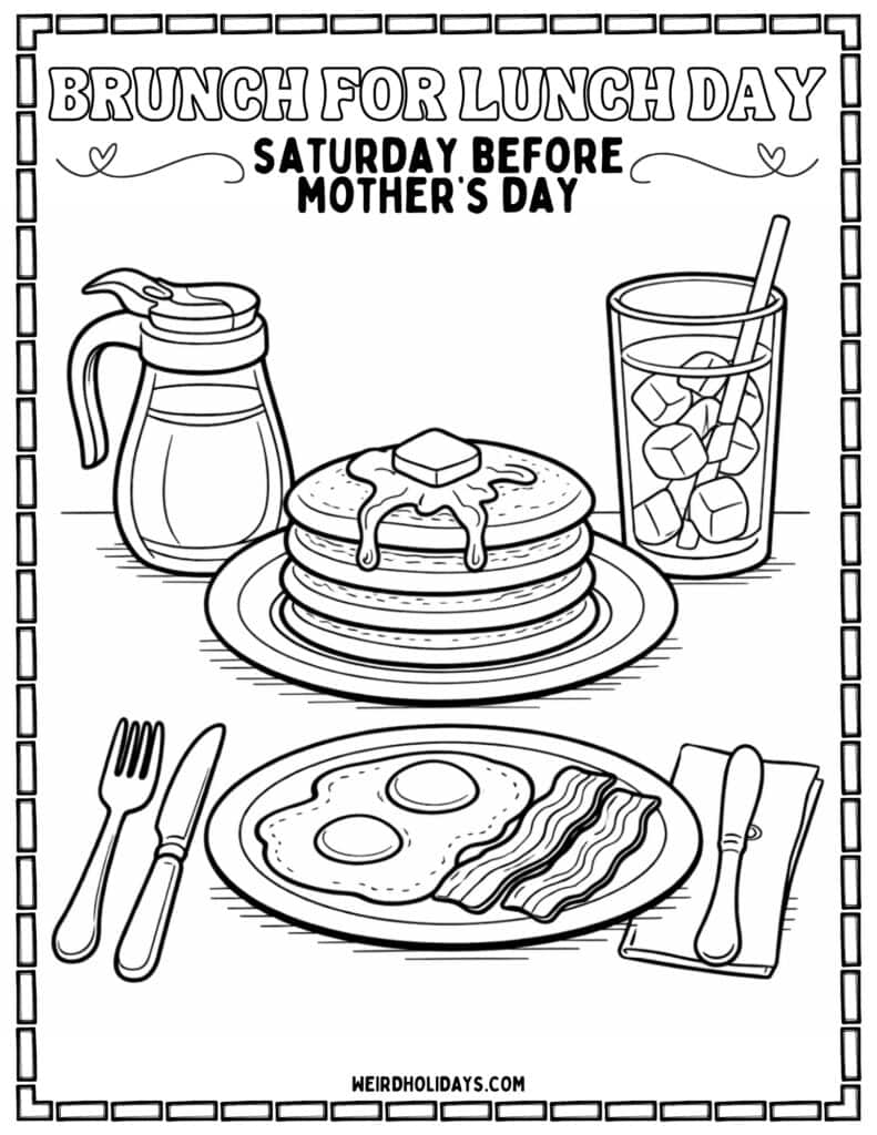 brunch for lunch day coloring sheet