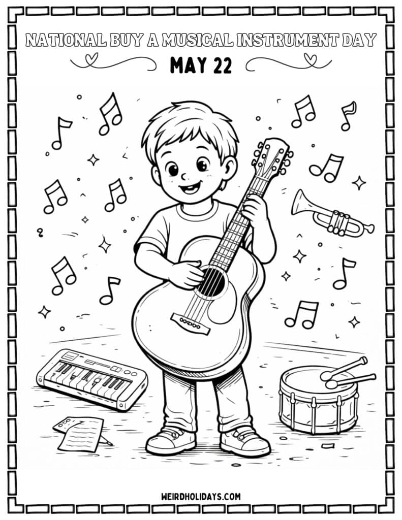 national buy a musical instrument day coloring page
