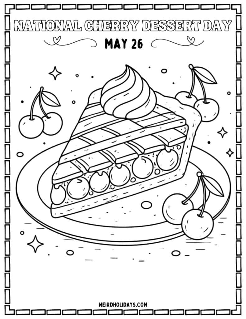 national cherry dessert day coloring page
