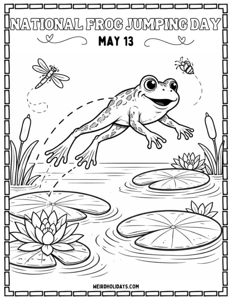 national frog jumping day Coloring page