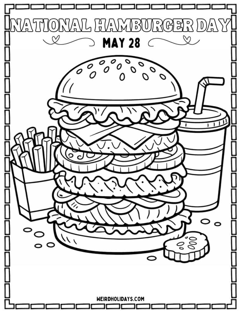 national hamburger day coloring page