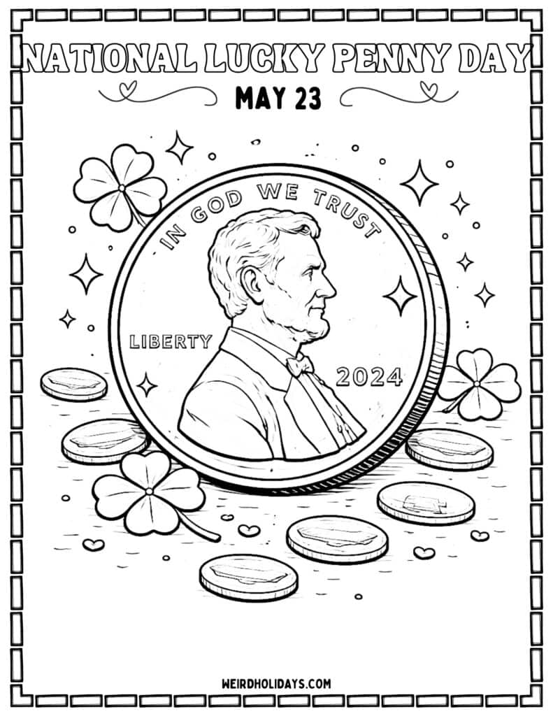national lucky penny day coloring page