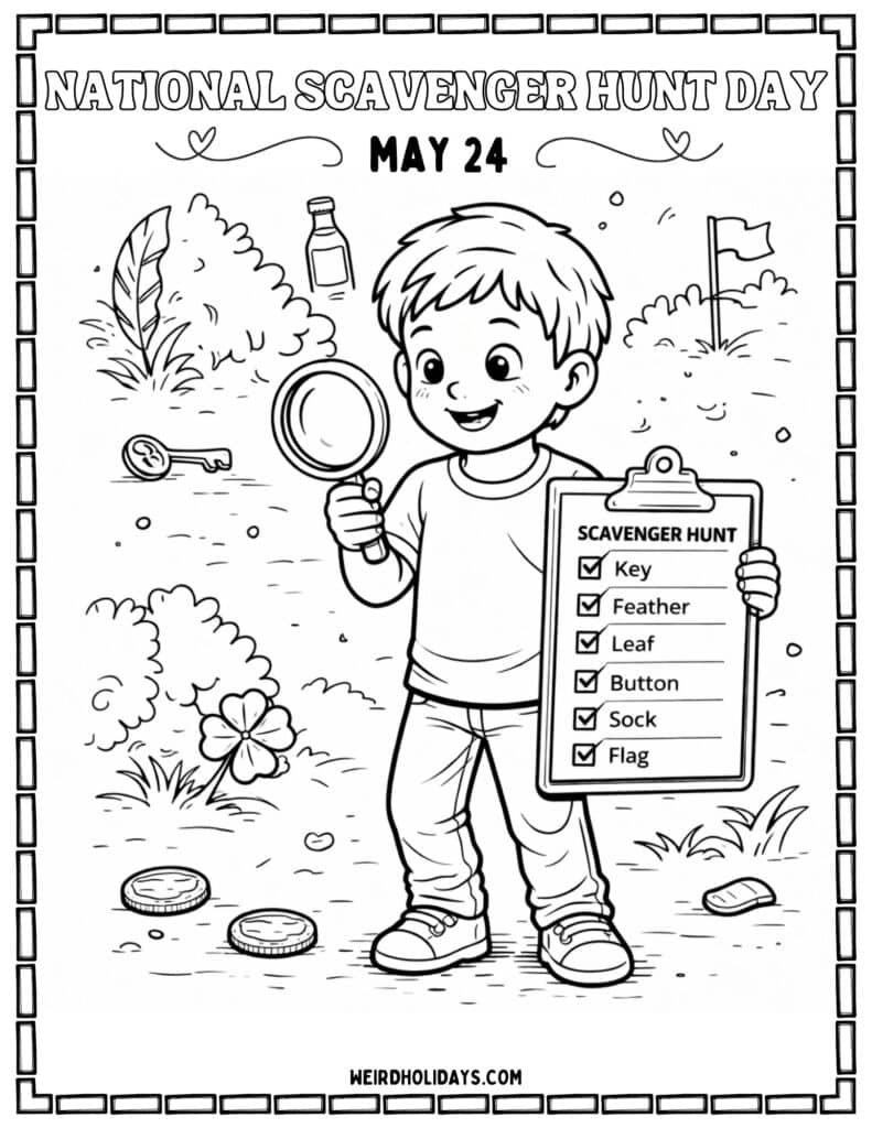 national scavenger hunt day coloring page