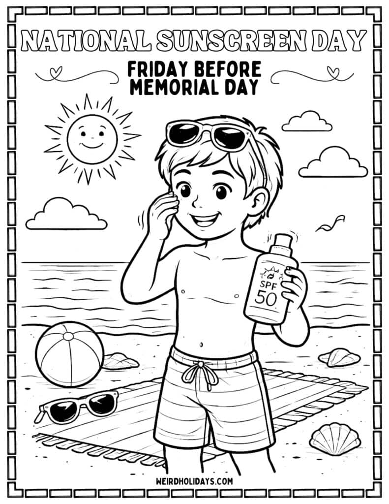 national sunscreen coloring page