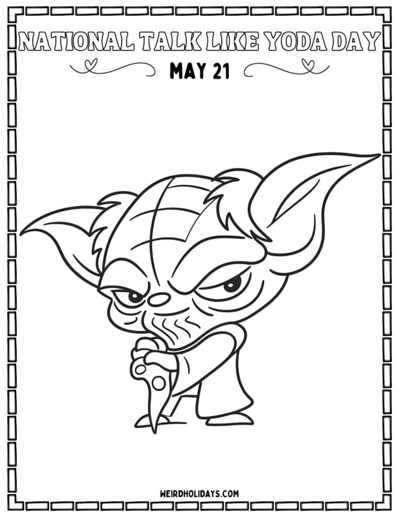 national talk like yoda day coloring page