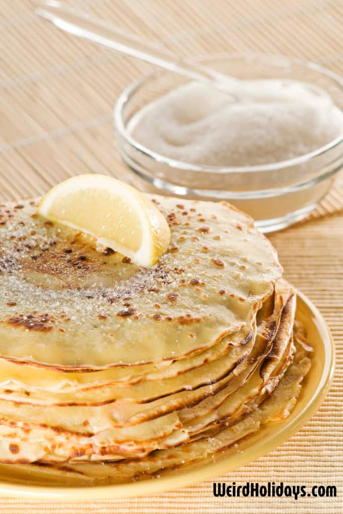 plate of pancakes with lemon